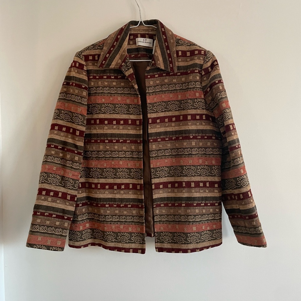 Alfred Dunner Brown & Rust Patterned Jean Jacket